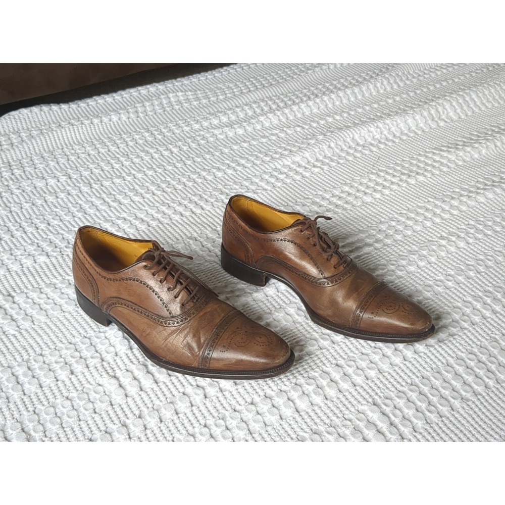 Canali‎ Wingtip Oxford Leather Dress Shoes Sz 9 US 42 EU Brown Lace Up